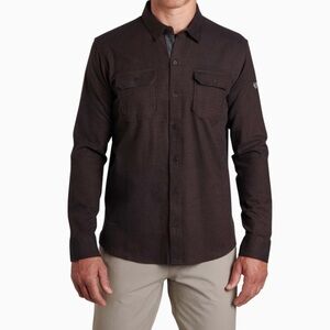 KUHL DESCENDR Button Down Shirt Black Coffee Size XL